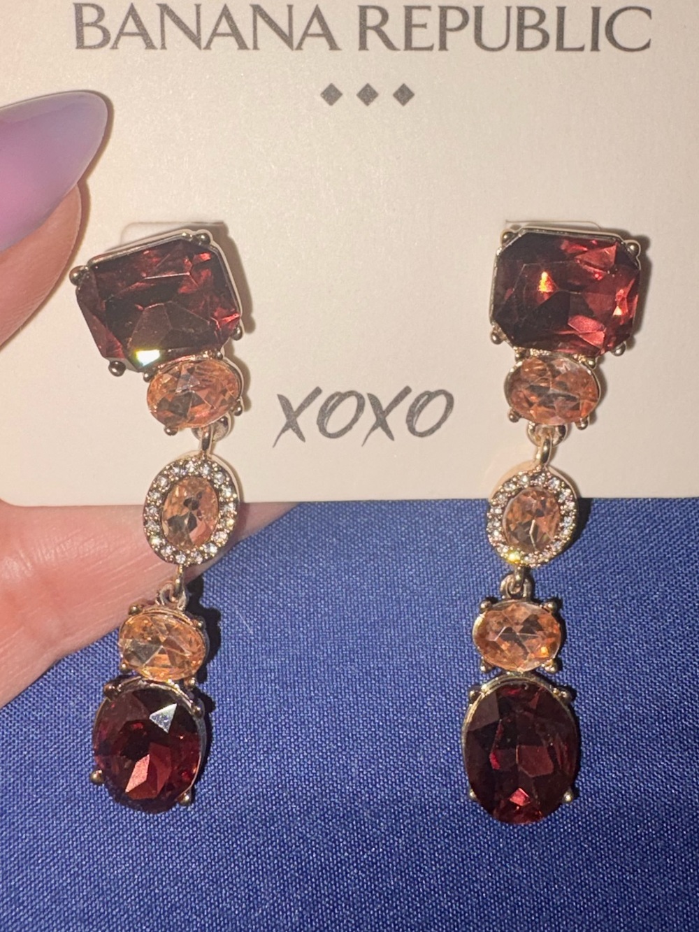 Banana Republic Garnet and Amber Drop Earrings
